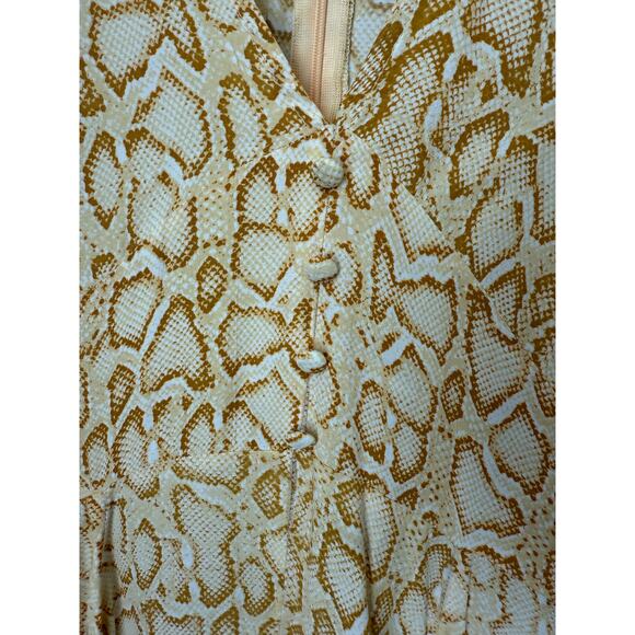 Faithful the Brand Yellow Delia Snake Print Midi Dress Size 6 Anthropologie - Picture 7 of 14